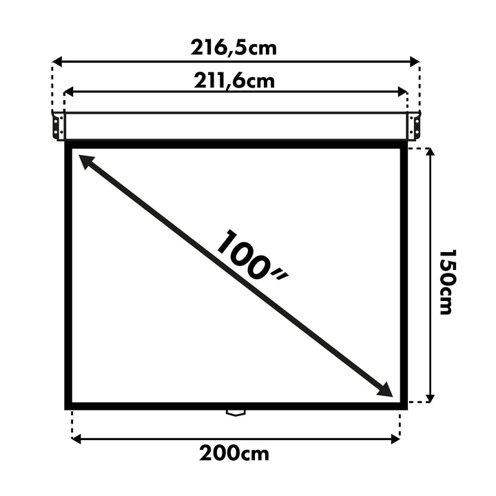 Maclean-projektionsskærm, auto-lock, mat hvid, væg- eller loftsmontering, 100", 4:3, 200x150, MC-594