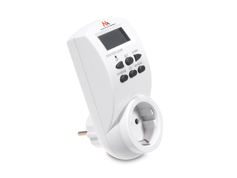 Maclean digital timer, f. random, tidtager, 10 prog., maks. 156 programmer, tysk stik, 3600 W, MCE05G
