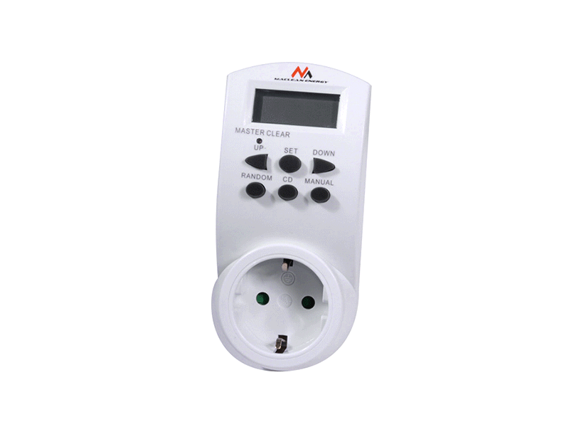 Maclean digital timer, f. random, tidtager, 10 prog., maks. 156 programmer, tysk stik, 3600 W, MCE05G