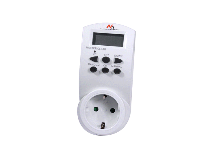 Maclean digital timer, f. random, tidtager, 10 prog., maks. 156 programmer, tysk stik, 3600 W, MCE05G
