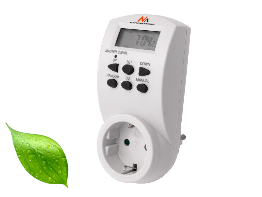 Maclean digital timer, f. random, tidtager, 10 prog., maks. 156 programmer, tysk stik, 3600 W, MCE05G