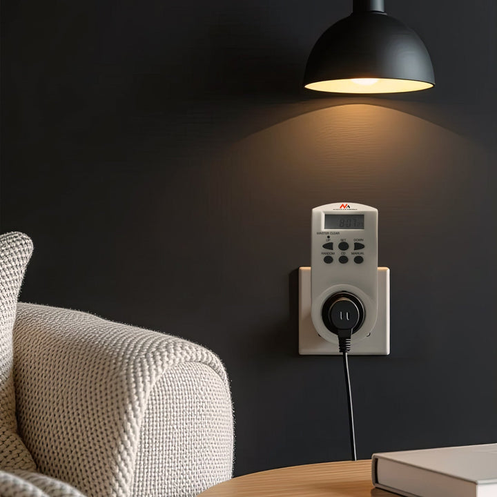 Maclean digital timer, f. random, tidtager, 10 prog., maks. 156 programmer, tysk stik, 3600 W, MCE05G