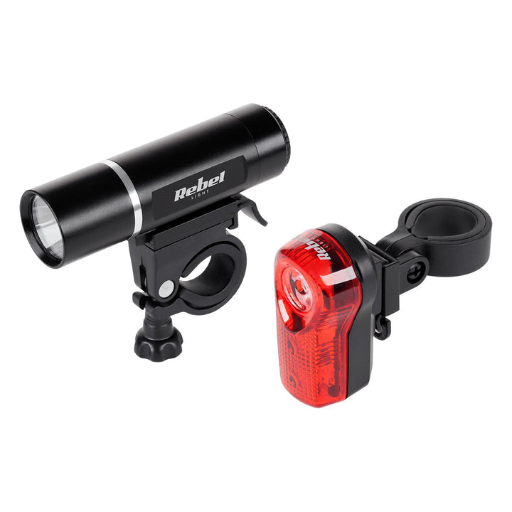 URZ0015 cykellygtsæt, foran 1x LED 3W + bag 3x LED, batteridrevet Rebel