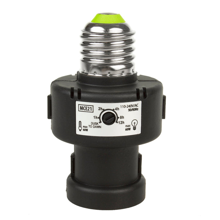 E27 Maclean-pæresokkel, 100 W, med skumringssensor, timer, MCE21B