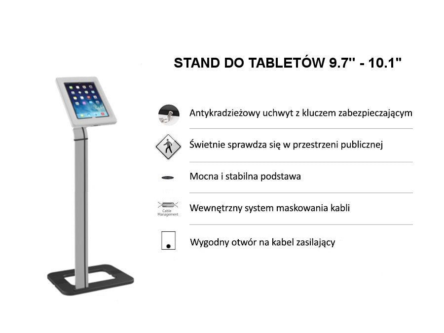Maclean reklameholder til tablet, gulvmodel med lås, universal, 9,7"-10,1", MC-645