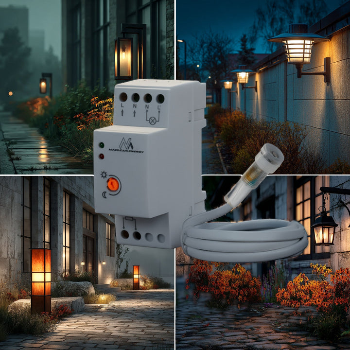 Maclean skumringsafbryder, til DIN-skinne, med ekstern sonde, 220-240 V/AC, 50 Hz, 20 A, MCE83