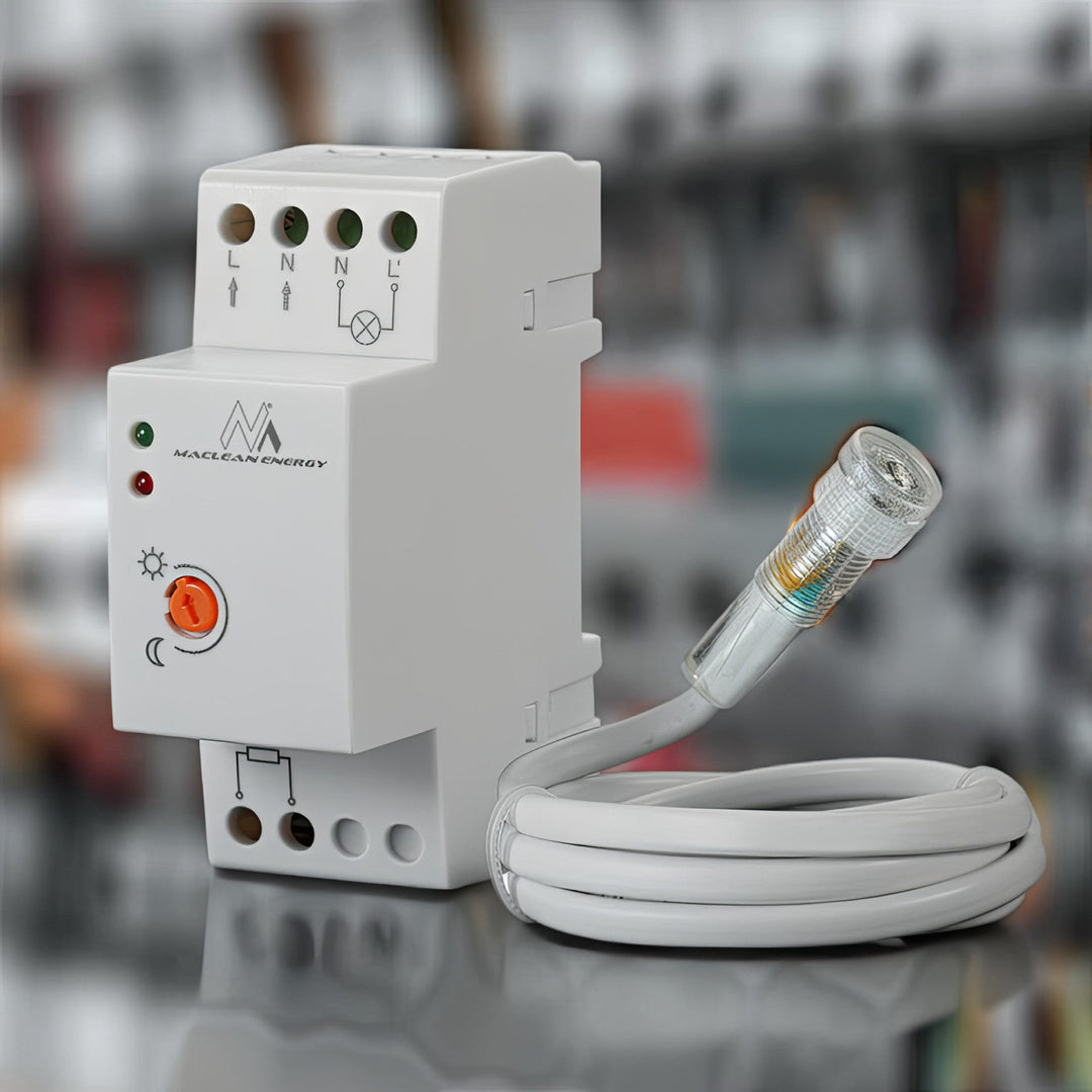 Maclean skumringsafbryder, til DIN-skinne, med ekstern sonde, 220-240 V/AC, 50 Hz, 20 A, MCE83