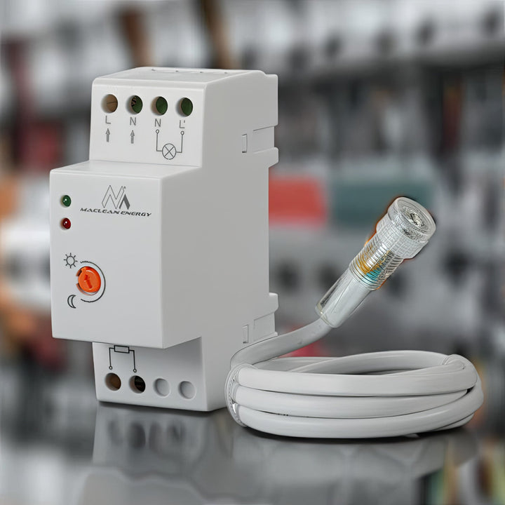 Maclean skumringsafbryder, til DIN-skinne, med ekstern sonde, 220-240 V/AC, 50 Hz, 20 A, MCE83