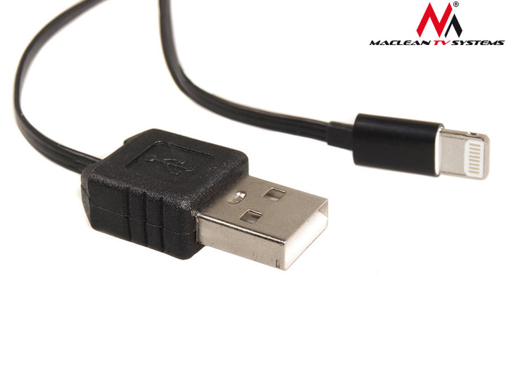 USB-lightning-kabel 8P sort, oprulbar Maclean MCTV-731