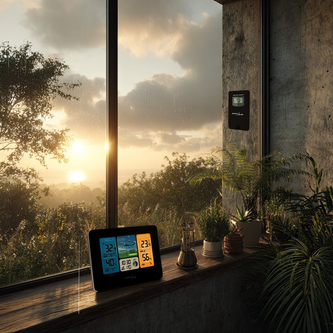 GreenBlue trådløs vejrstation, farvet, WiFi, månefaser, GB522