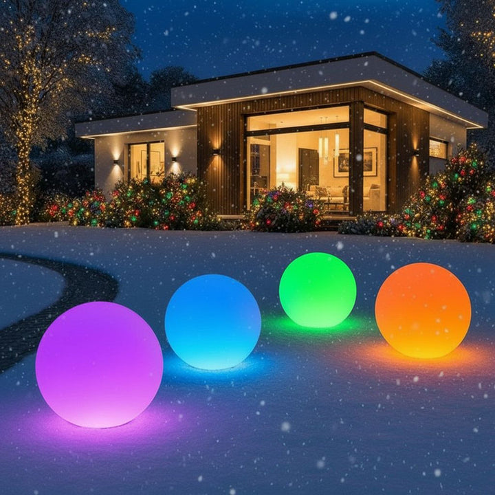 GreenBlue solcellelampe, fritstående, have, kugle 25x25x58 cm, RGB LED, GB165