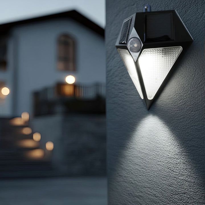 Maclean LED-lampe, solcellelampe, væglampe, med bevægelsessensor, 6 LED, 2x solcelle, MCE168
