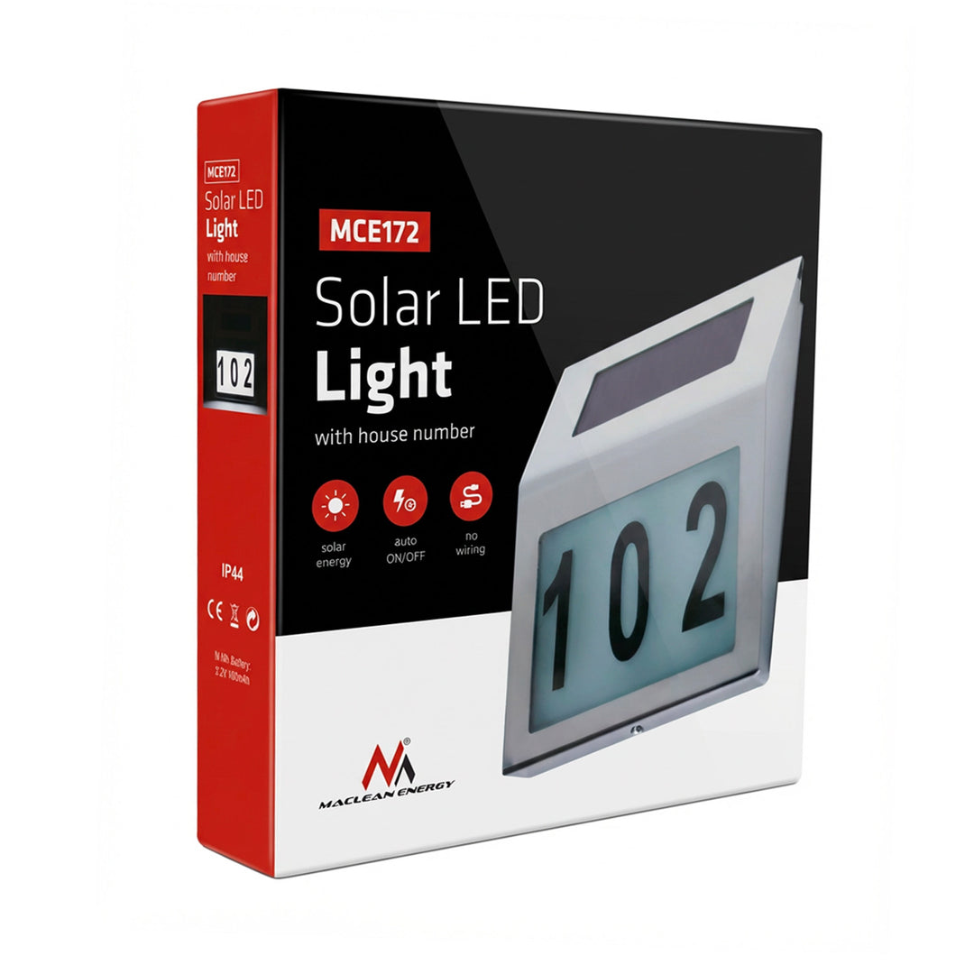 Solcellelampe med LED-husnummer Maclean Energy MCE172