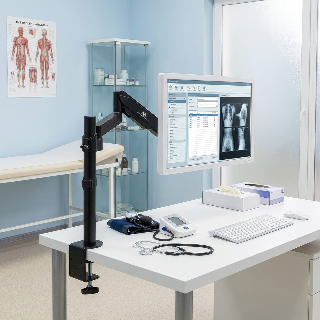 Maclean monitorholder, dobbelt arm, med gasfjeder, 17"-32", 8 kg, MC-775