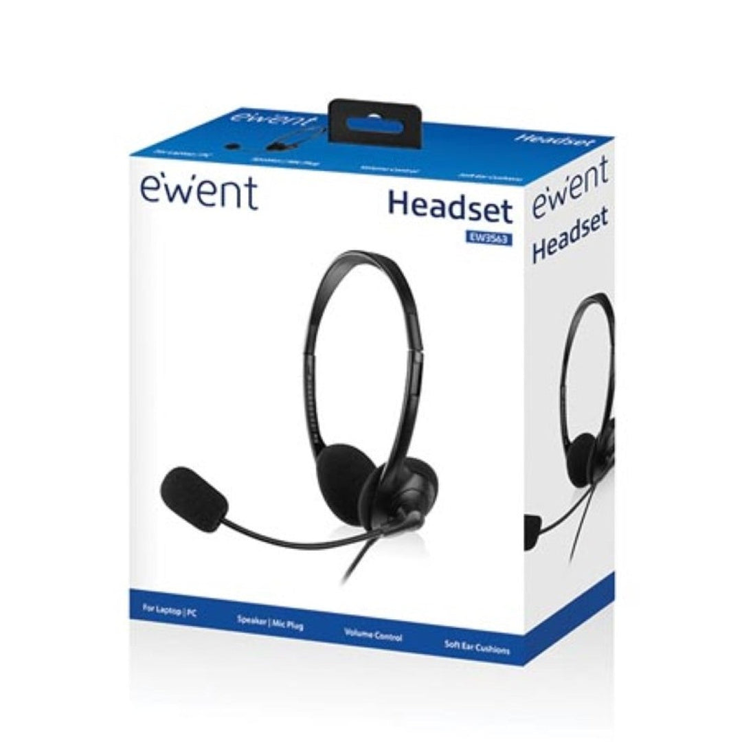 Hovedtelefoner med mikrofon Eminent, lydstyrkeregulering, 3,5 mm jackstik, EM3563