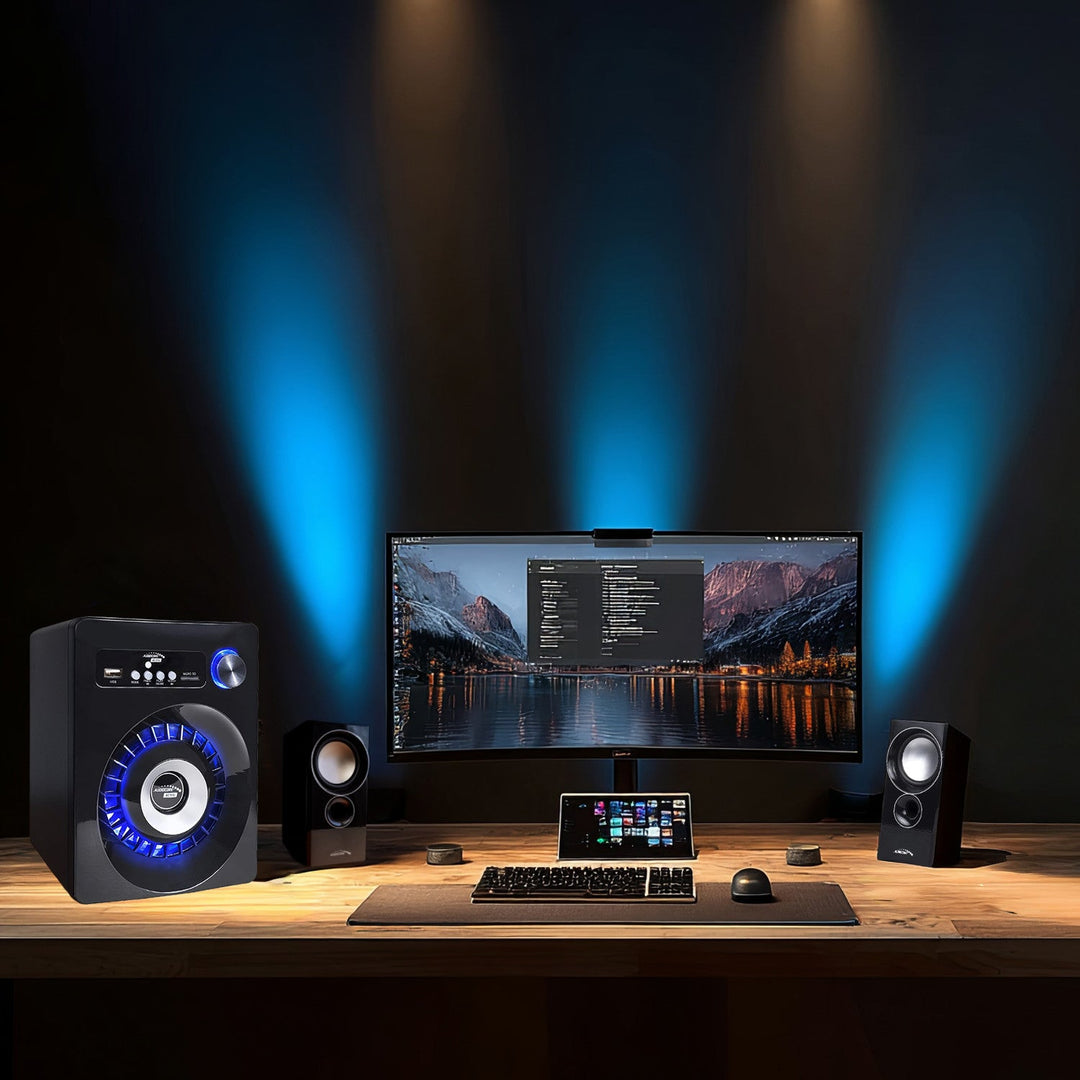 Audiocore AC910 Bluetooth 2.1 højttalersæt FM-radio, TF-kortindgang, AUX, USB-strømforsyning