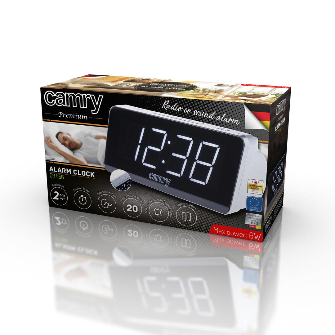Camry CR 1156 radio-vækkeur med LED-display for AM- og FM-frekvenser