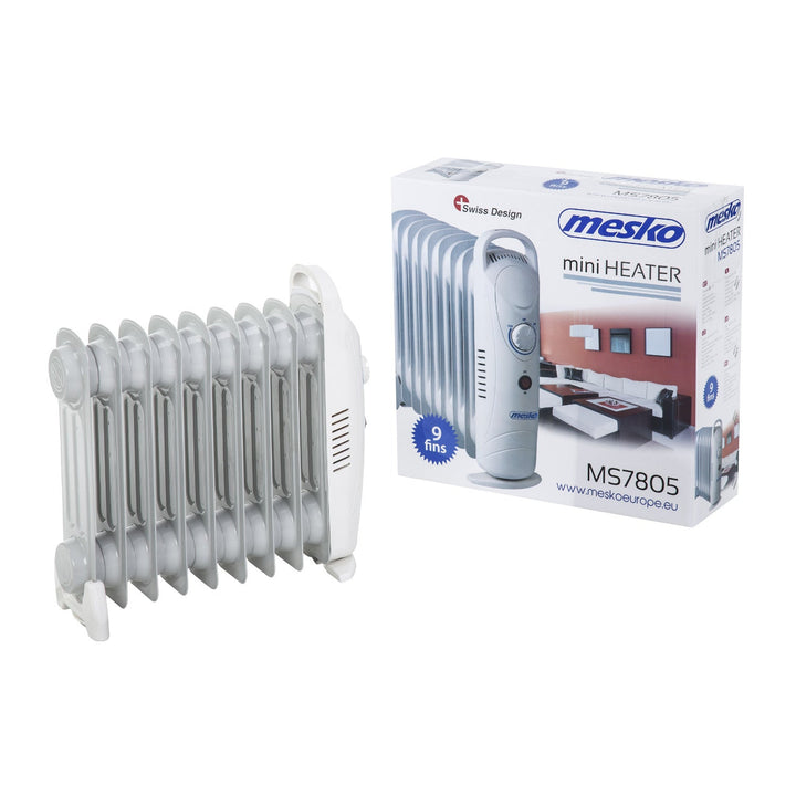 Mesko olieradiator, 9 ribber, 1000 W, temperaturregulering, grå, MS 7805