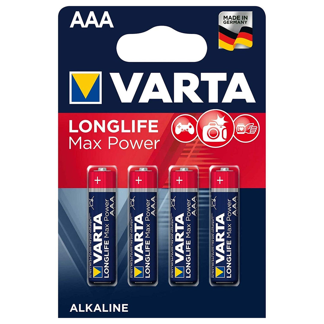 4x Varta Longlife Max Power AAA alkaliske batterier