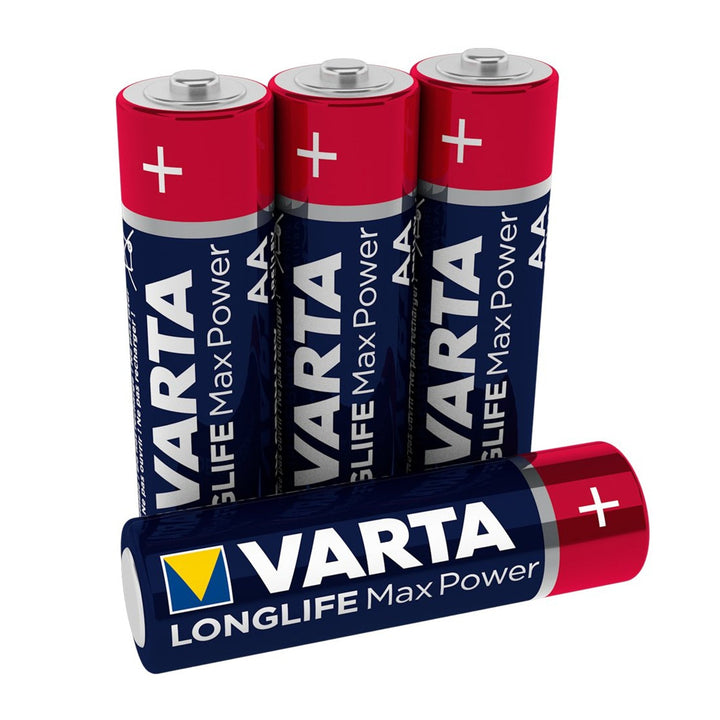 4x Varta Longlife Max Power AA alkaliske batterier, høj kvalitet