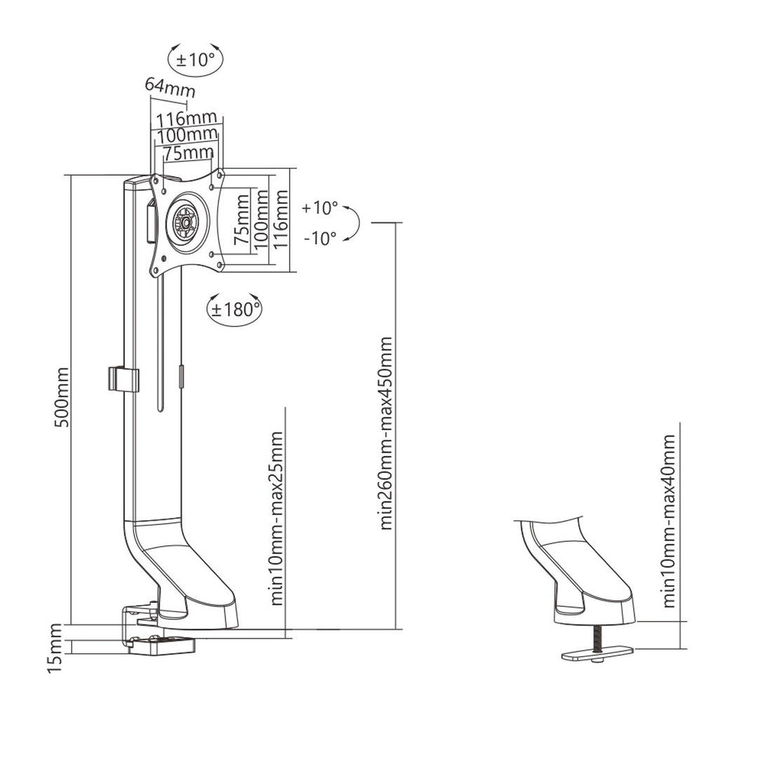 Monitorholder 17"-32" 8 kg Maclean MC-853 passer til MC-848 og MC-849