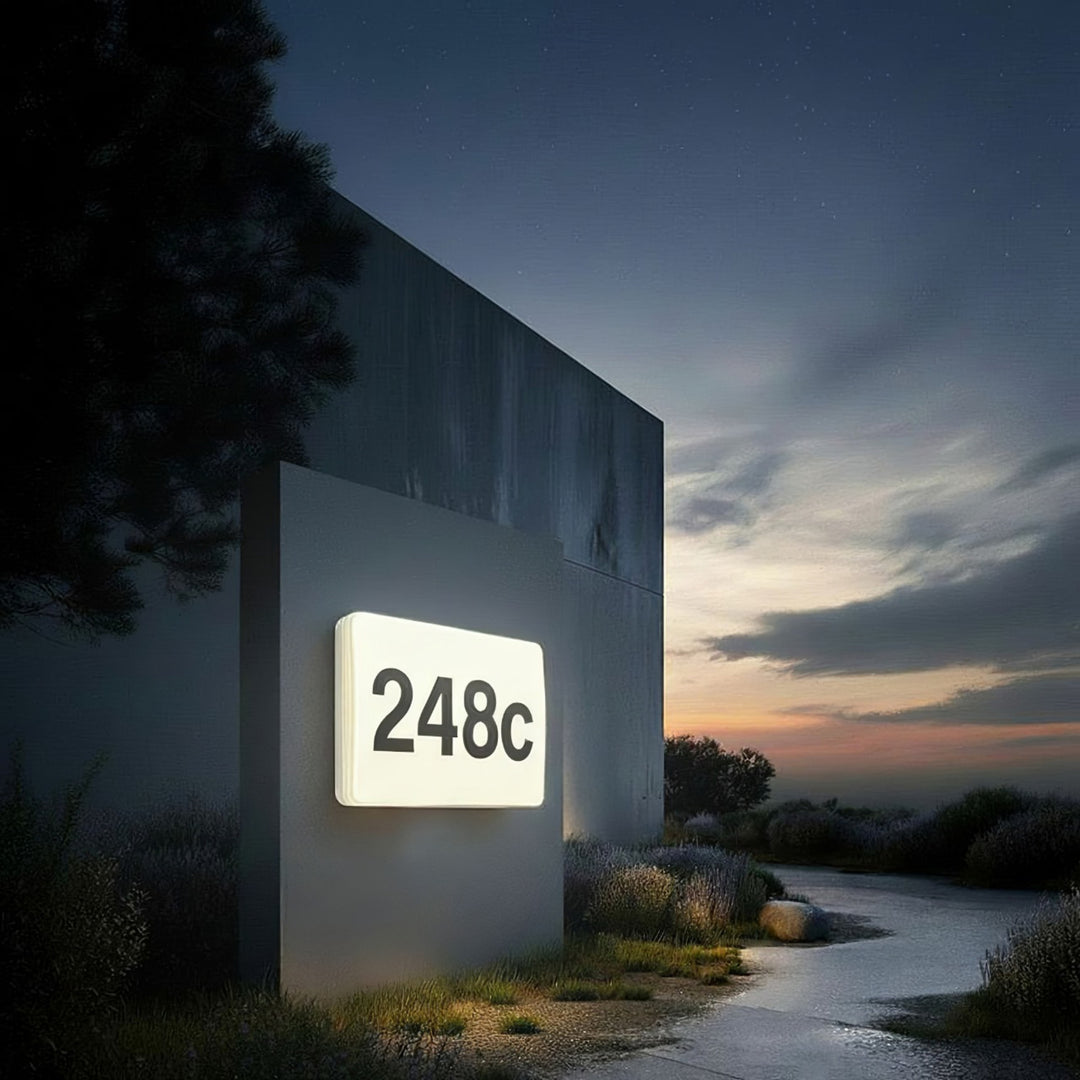 Maclean LED-lampe, husnummer, med skumringssensor, hvid, maks. 10 W, IP65, neutral farve (4000 K), maks. 1000 lm, MCE292 W