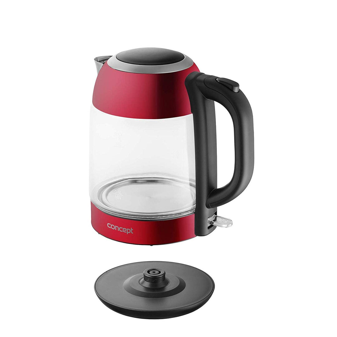 Elektrisk kedel i glas 1,7 l Concept RK4081 rød