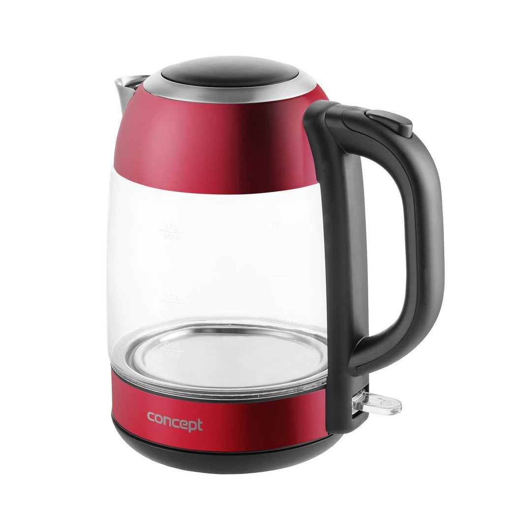 Elektrisk kedel i glas 1,7 l Concept RK4081 rød