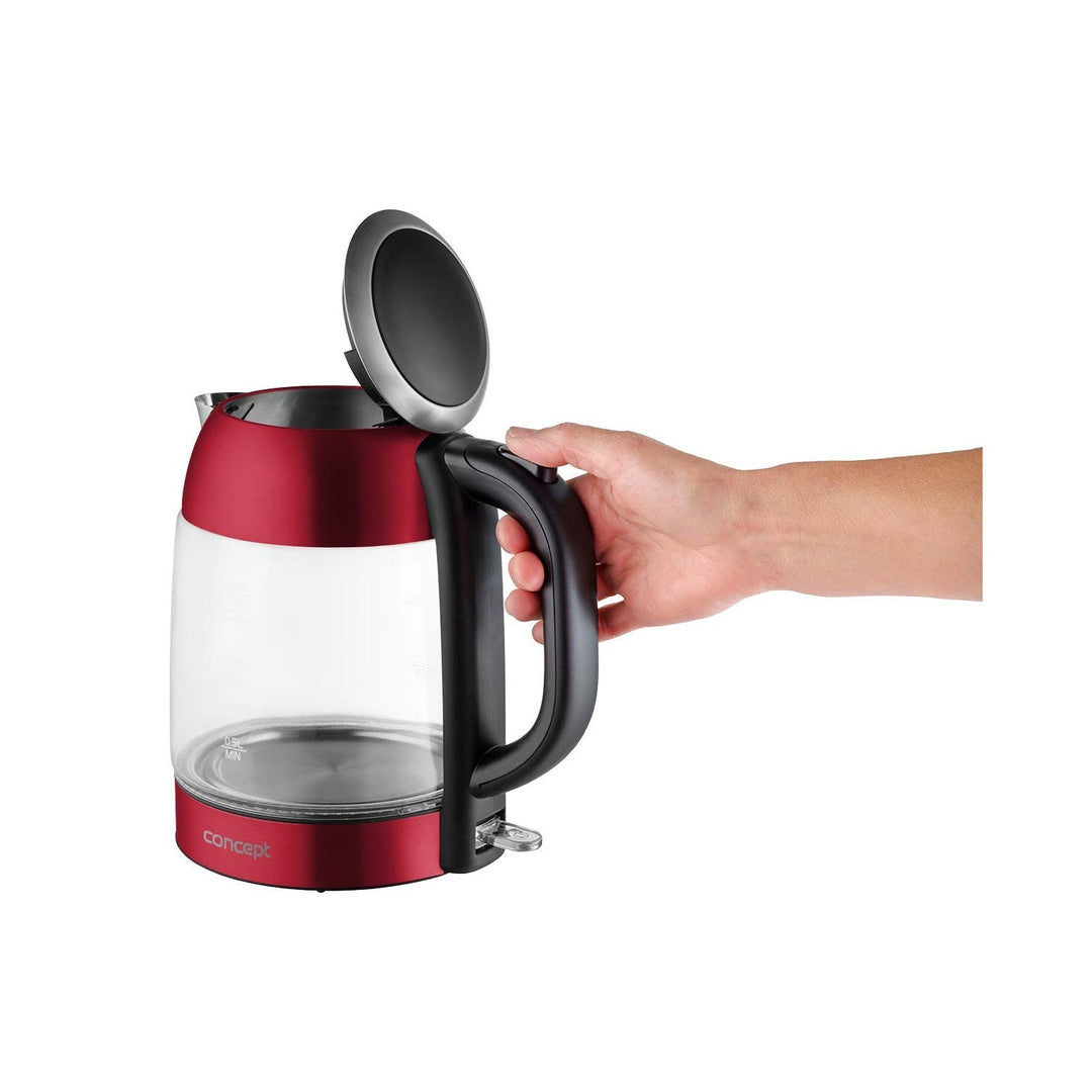 Elektrisk kedel i glas 1,7 l Concept RK4081 rød