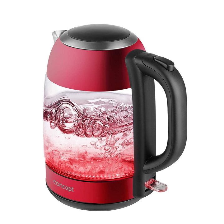 Elektrisk kedel i glas 1,7 l Concept RK4081 rød