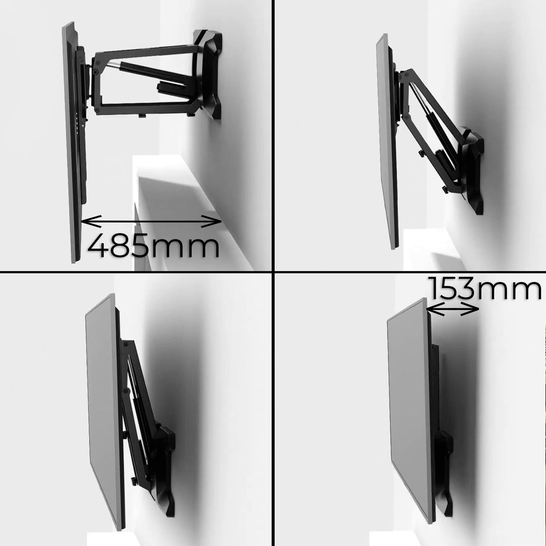 Maclean-holder, elektrisk tv over pejs, Max vesa 600x400, fjernbetjening, 37"-70", 35 kg, MC-891