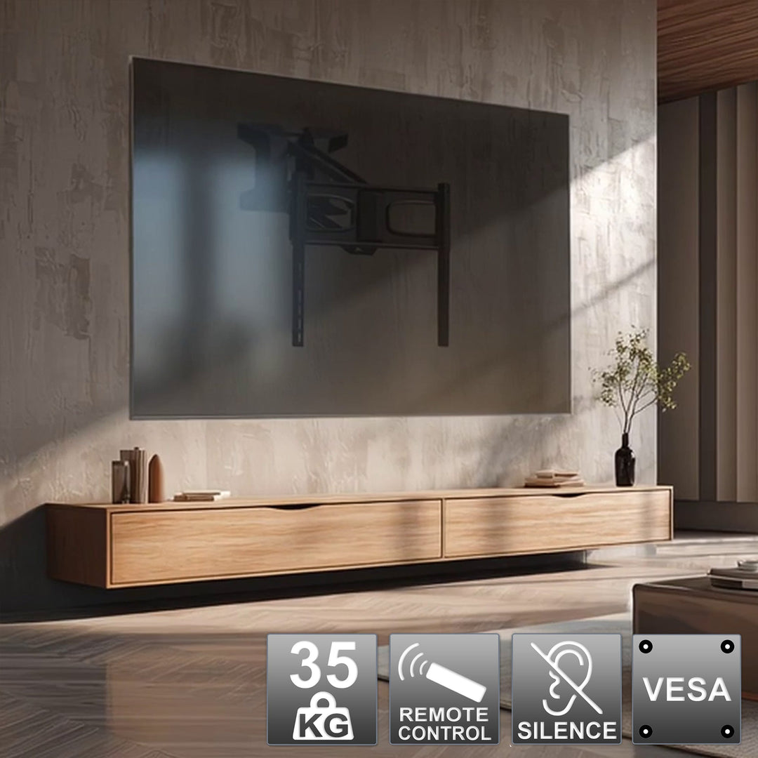 Maclean-holder, elektrisk tv over pejs, Max vesa 600x400, fjernbetjening, 37"-70", 35 kg, MC-891