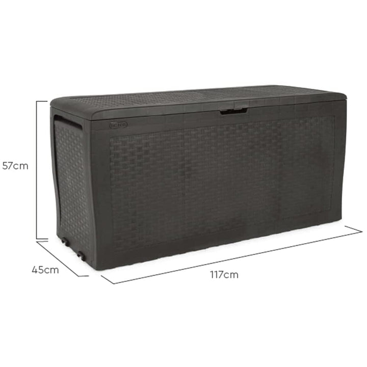 Keter Samoa 246963 Garden Storage Box Chest Lidded Rattan Style Anthracite 270L