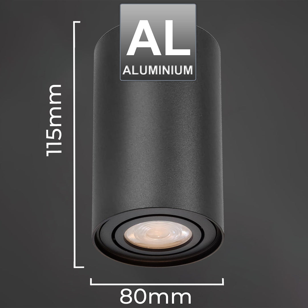 Spot-halogenarmatur GU10 MCE422 B, sort, 80x115 mm, rund, aluminium