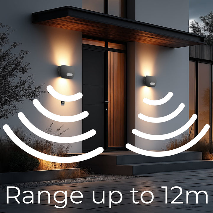 Væglampe med LED og PIR-sensor Maclean Energy MCE366 - PC+ALU, 20W (1600lm) Neutral White 4000K IP65 grå