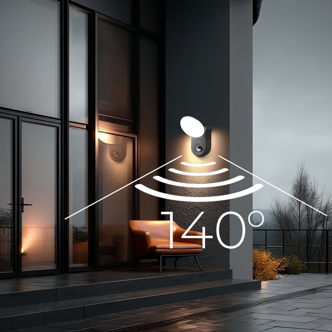 Væglampe med LED og PIR-sensor Maclean Energy MCE367 - PC+ALU, 15W (1100lm) Neutral White 4000K IP65 grå