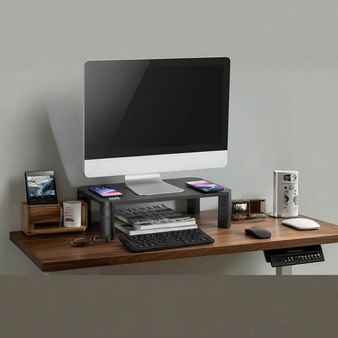 Ergo Office monitorbord, justerbar, med trådløs Qi-oplader, maks. 20 kg, 17-32", ER-415