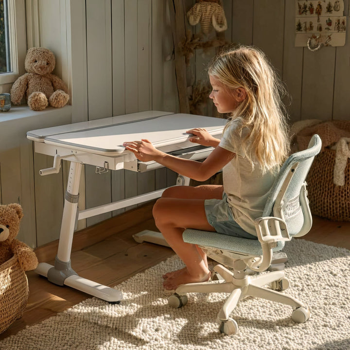 Ergonomisk skrivebord til børn med højdejustering Ergo Office, gråt, maks. 100 kg, ER-417 2cz