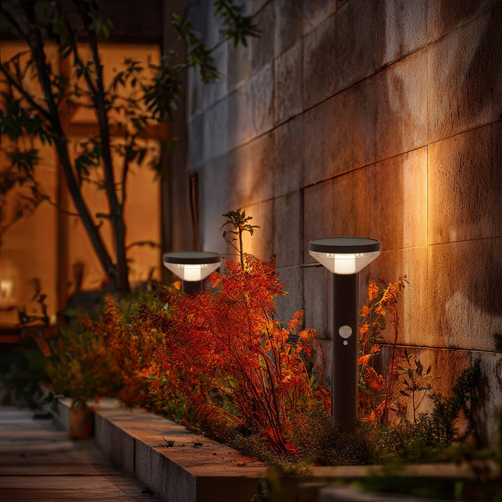 Solar LED-lampe med Maclean-sensor, sort, IP44, 3 lysindstillinger, Li-ion-batteri 18650 3,7 V 1200 mAh, indstik, MCE465 B