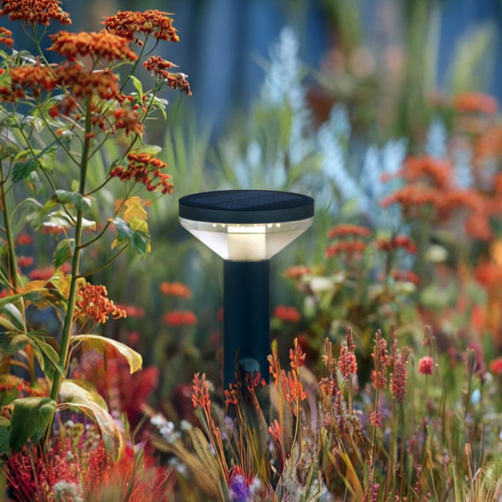 Solar LED-lampe med Maclean-sensor, sort, IP44, 3 lysindstillinger, Li-ion-batteri 18650 3,7 V 1200 mAh, indstik, MCE465 B
