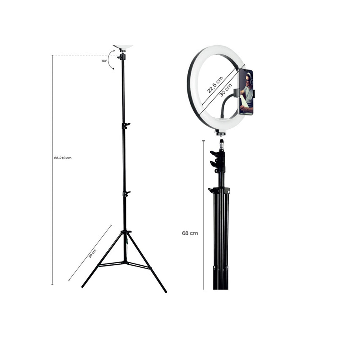 RING 30 cm TRACER ringlampe med stativ 210 cm