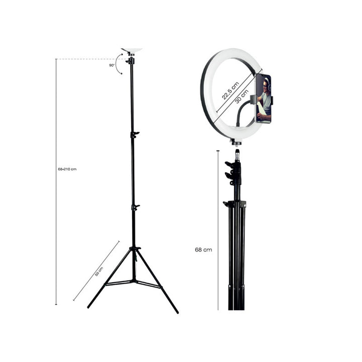 RING 30 cm TRACER ringlampe med stativ 210 cm