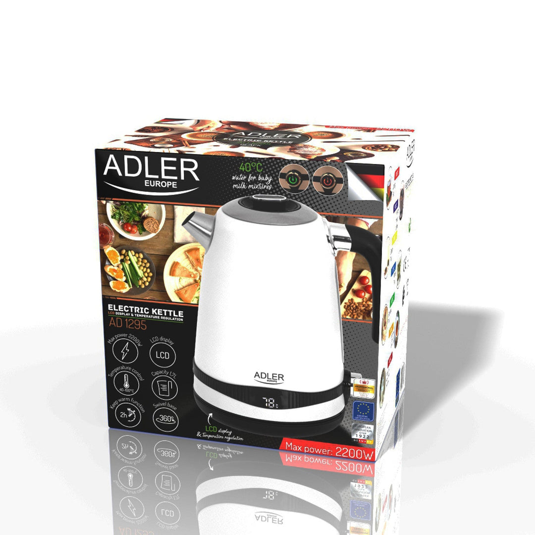 Adler elkedel, trådløs, LCD-display, 2200 W, 1,7 l, AD 1295w