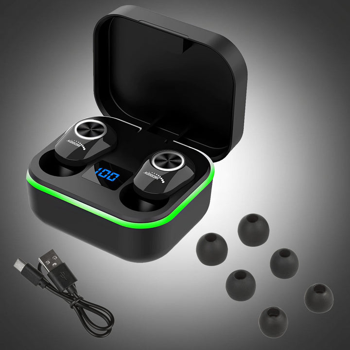 Audiocore TWS BT 5.1 øretelefoner med 300 mAh opladningsstation, 30 mAh øretelefoner, sort AC580