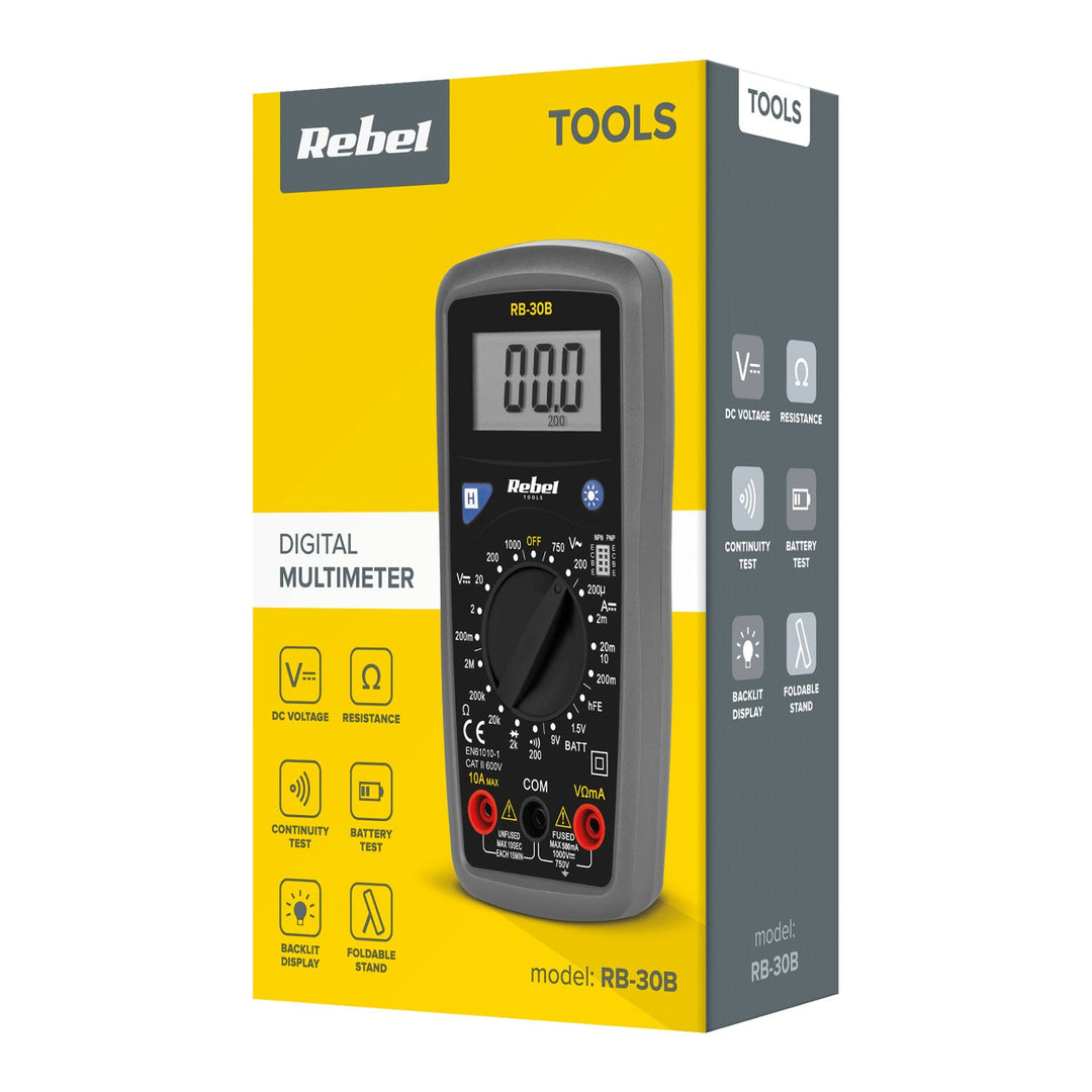 Rebel Tools RB-30B universal digital måler målekabler