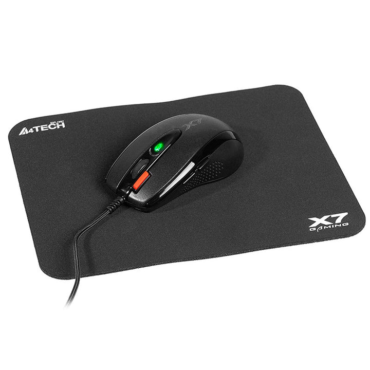 Mus + musemåtte-sæt fra A4Tech, 7 knapper, optisk sensor, USB, X-Game X-7120