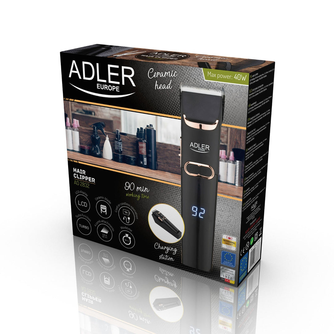 Adler hårklipper, LCD-display, 40 W, AD 2832