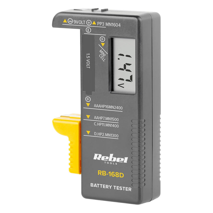 Digital batteritester REBEL 9 V, AAA, AA, C, D, RB-168D