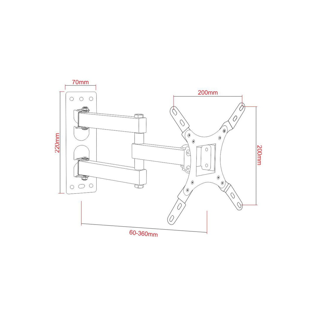 ART TV-holder, 17-42'', 25 kg, sort, VESA 200x200, AR-57A