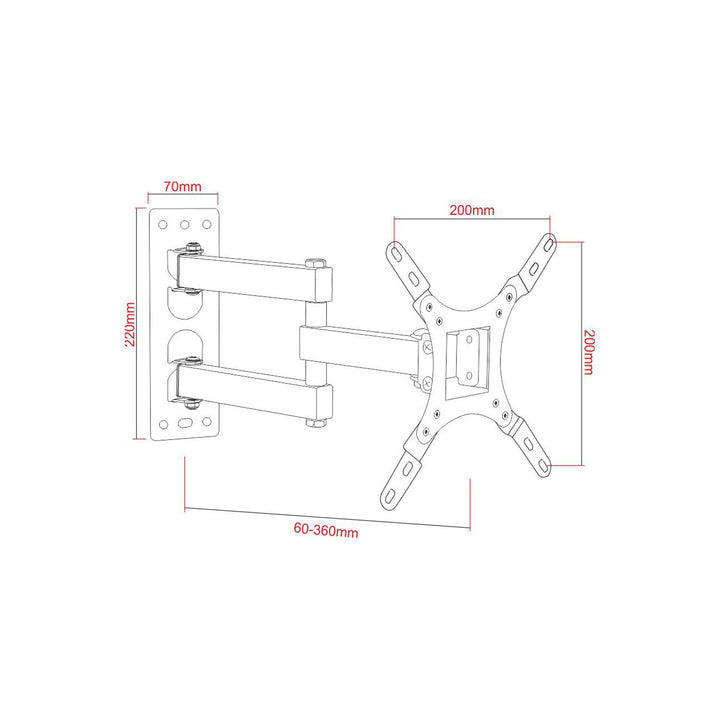 ART TV-holder, 17-42'', 25 kg, sort, VESA 200x200, AR-57A